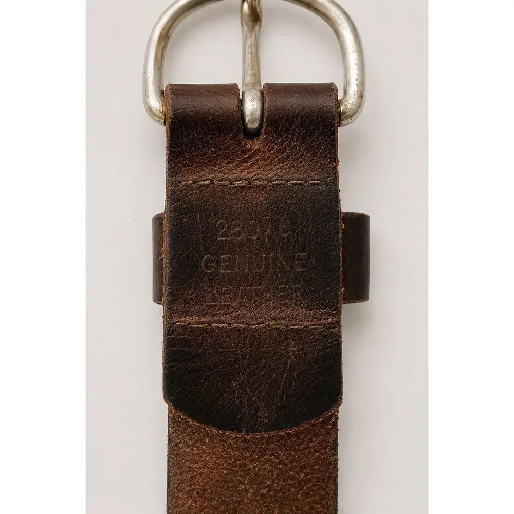 Abercrombie & Fitch Genuine Leather Belt – Distressed Brown | Silver Buckle